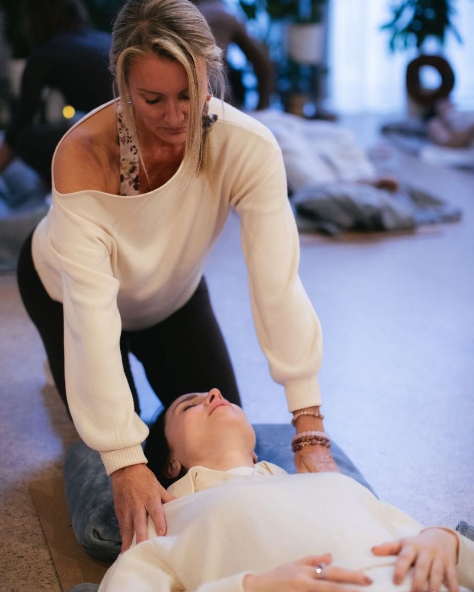 Nicola guiding a calm breathwork session